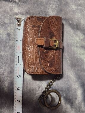 Patricia Nash Brown Tooled Leather Key Wallet